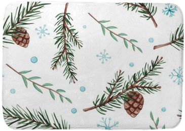 Seamless Pattern Of Watercolor Fir Branches And Snow - Watercolor Painting (400x400), Png Download