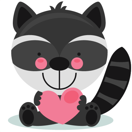 Cute Valentine Raccoon Scrapbook Cuts Svg Cutting Files - Cute Valentine Clipart (432x432), Png Download