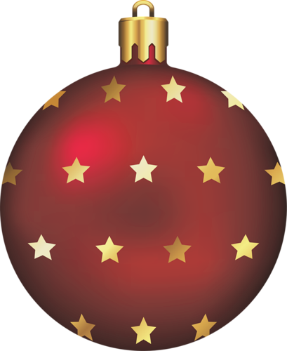Large Christmas Ball With Gold Stars D - Christmas Day (409x500), Png Download