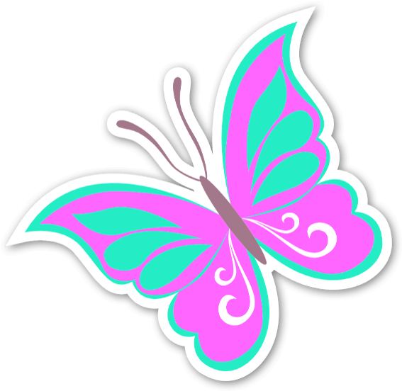 Mariposa Rosa Pegatina - Stickers De Mariposas Png (600x581), Png Download