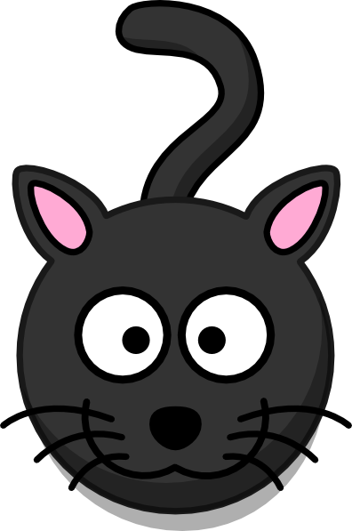 Black Cat Head And Shadow Clip Art - Black Cat Face Clipart (396x597), Png Download
