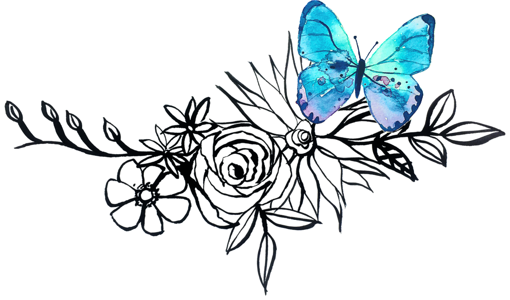 Azul Mariposas Adornan La Bella Transparente Flores - Painting (1024x603), Png Download