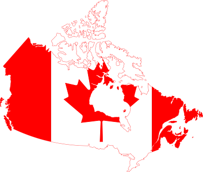 Flag Canada Geographical Map Boundary Deli - Red And White Canada (401x340), Png Download