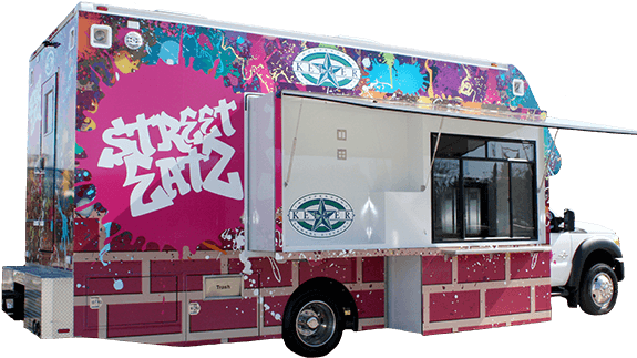 On The Move Keller Isd Slide Out Custom Food Truck - Food Truck Slide Out (580x380), Png Download