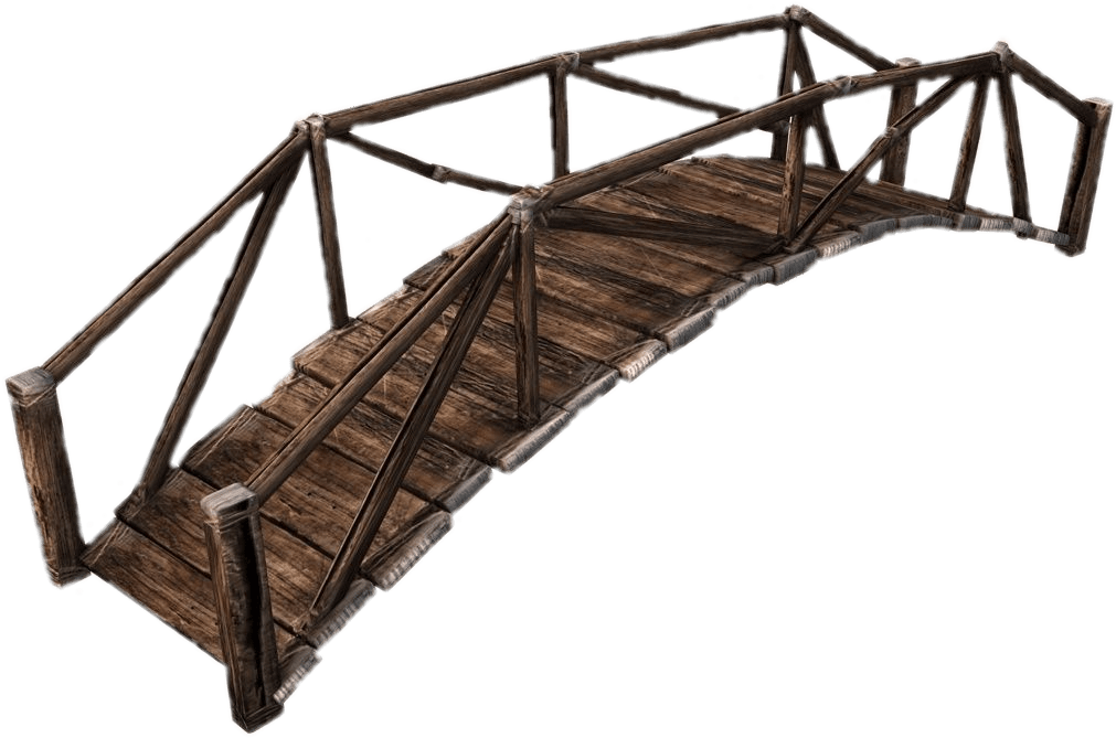 Curved Plank Bridge - Bridge 3d Model Free (1440x900), Png Download