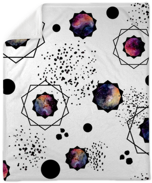 Seamless Pattern Of Watercolor Black Dots And Galaxy - Watercolor Painting (400x400), Png Download
