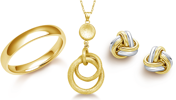 Gold Jewelry - Gold Ring And Necklace (600x330), Png Download