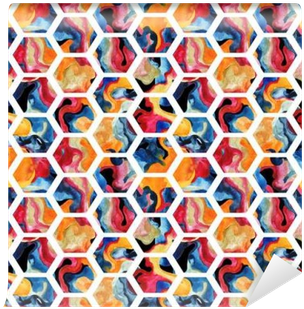 Watercolor Hexagon Seamless Pattern Wall Mural • Pixers® - Watercolor Painting (400x400), Png Download
