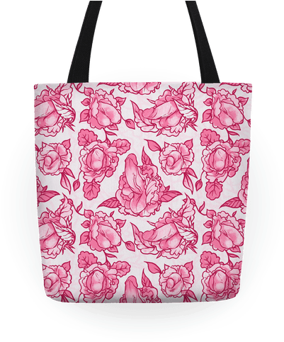 Floral Penis Pattern Pink Tote - Floral Penis Pattern Teal Tote Bag: Funny Tote Bag (484x484), Png Download