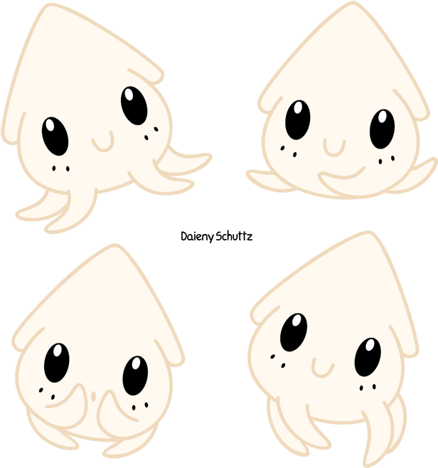 Chibi Squid By Daieny - Animales Kawaii Chibi Anime (660x690), Png Download