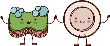 Cartoon And Sponge Holding Hands In Colorful - Cartoon Soapy Bubbles Bucket (550x550), Png Download