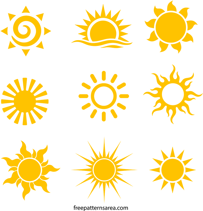 There Are 9 Different Clipart Vector Files Which Can - Stylized Sun (700x700), Png Download
