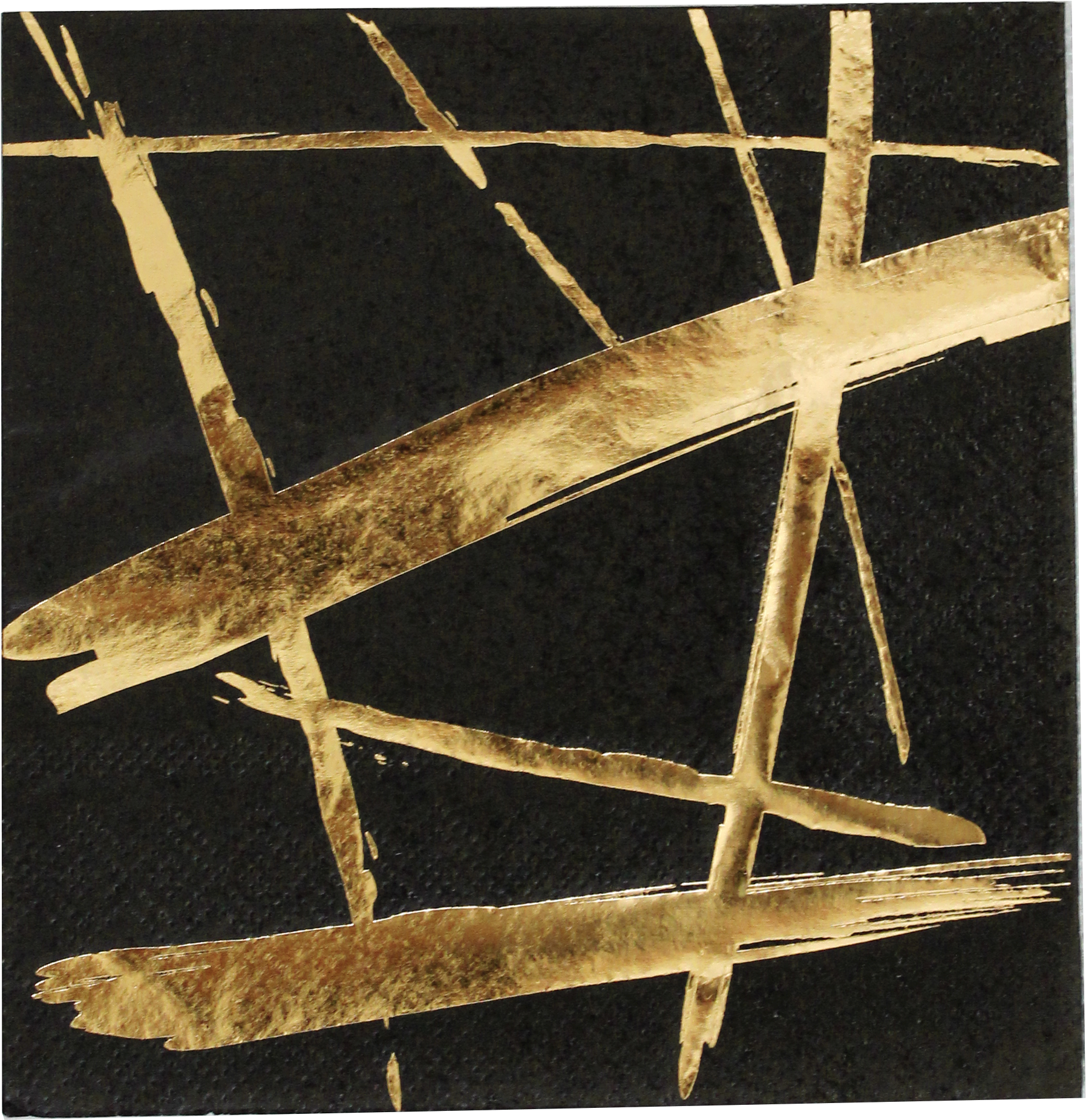 Black With Gold Brush Strokes Cocktail Paper Napkins - Gold Brush Strokes Cocktail Napkins (600x600), Png Download
