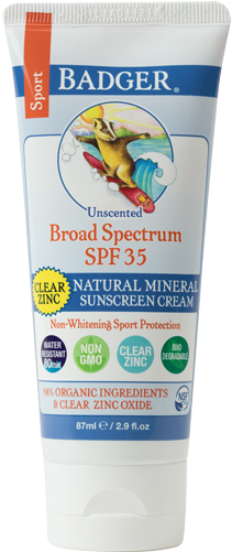 Badger Sport Sunscreen Spf 35 - Badger Clear Zinc Sunscreen (500x500), Png Download