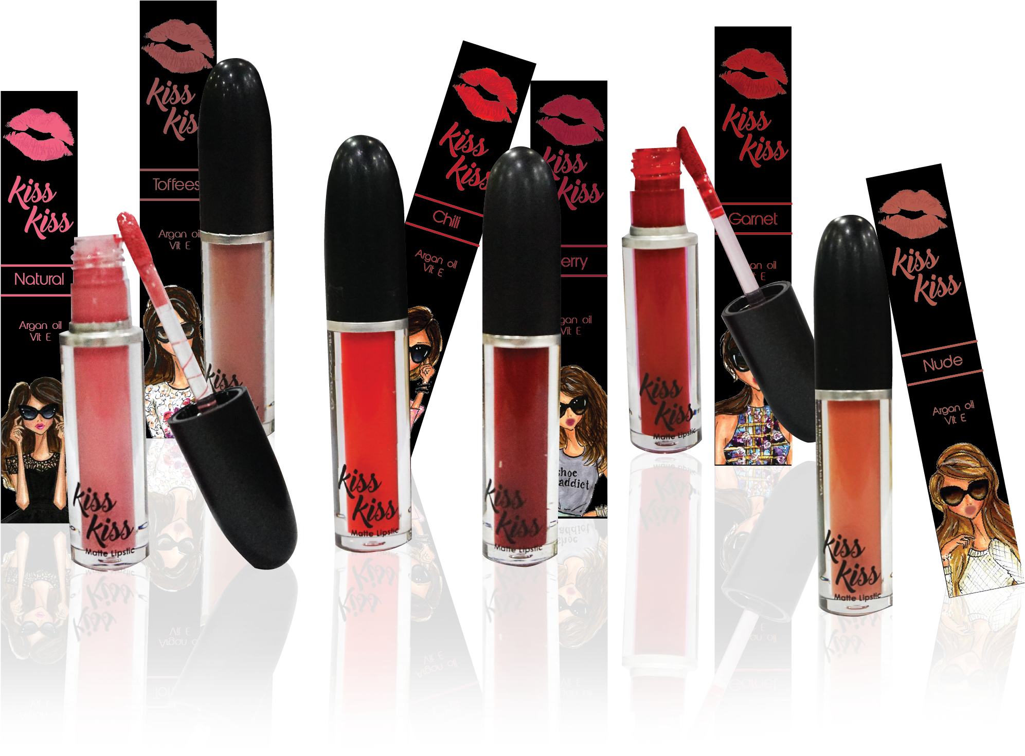 Kiss Kiss Matte Lipstick - Kiss Kiss (2234x2050), Png Download