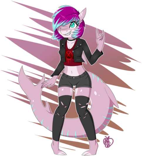 Cute Punk Girl - Furry Drawing Shark Female (500x643), Png Download