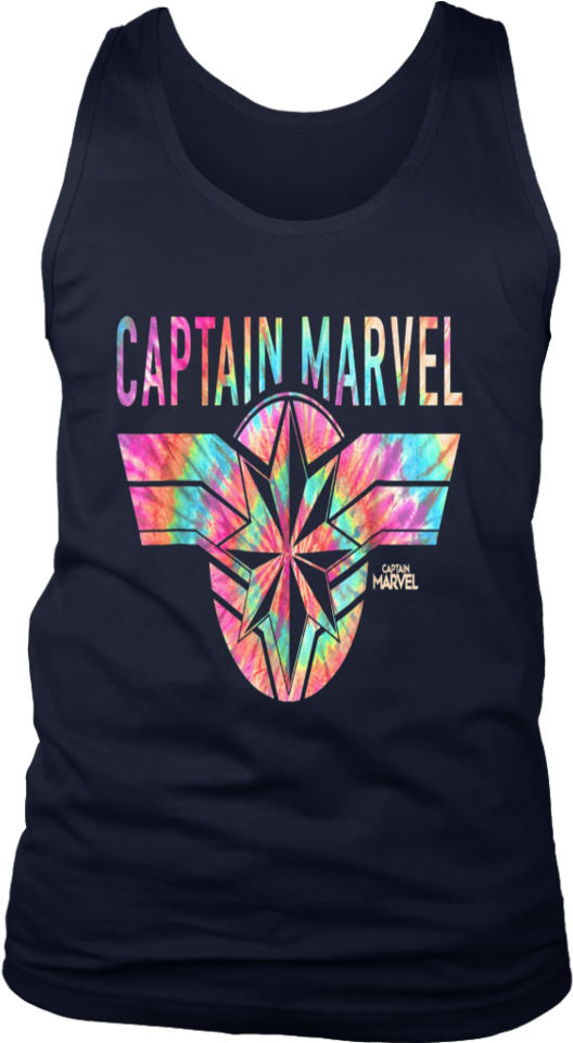 Captain Marvel Logo Banner Tie Dye Colors Graphic T-shirt - T-shirt (960x960), Png Download