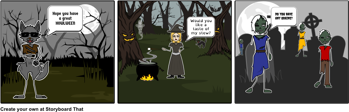 The Spooky Halloween Card - Cartoon (1164x385), Png Download