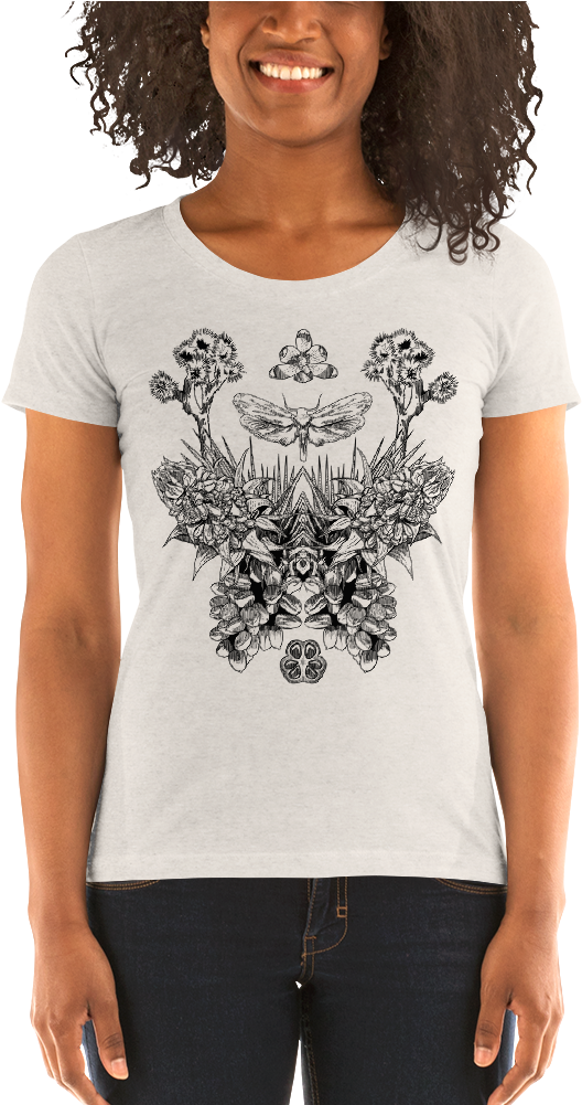 Jtreemothfinal Transparent Mockup Front Womens Oatmeal - Shirt (1000x1000), Png Download