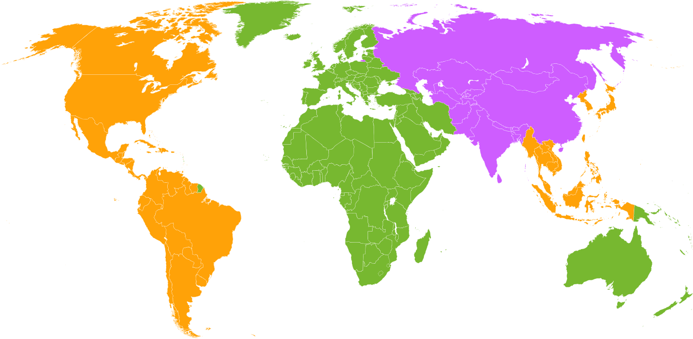 Blu-ray Regions Without Key - Countries In The World That Drive (1400x700), Png Download