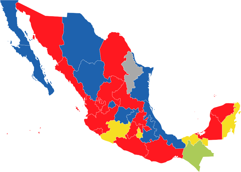 Pan - Mapa Mexico Partidos Politicos (800x571), Png Download