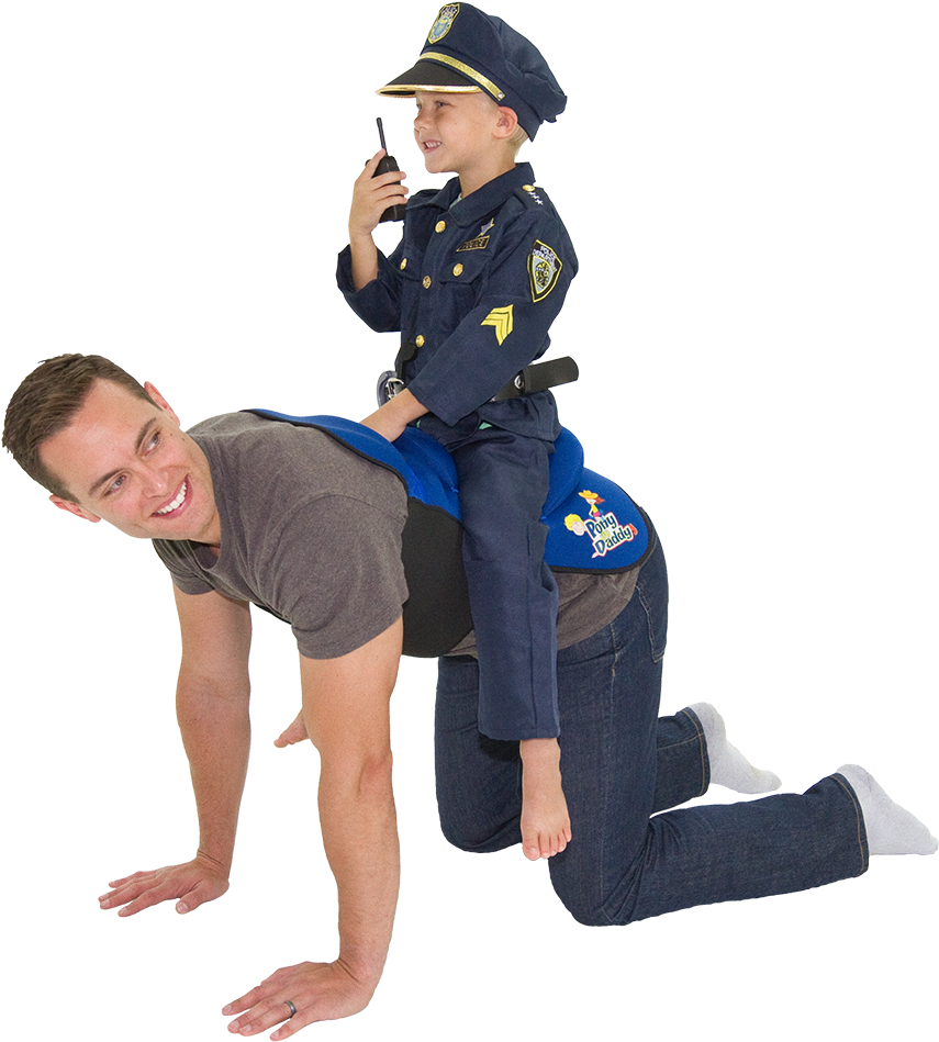 Sheriff Blue - Kids Riding Dads Back (1000x1000), Png Download