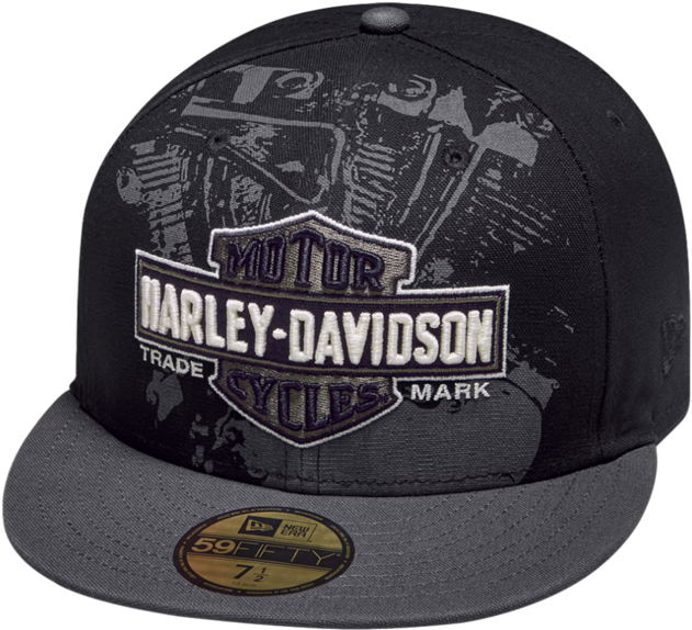 Men's Engine Print 59fifty Cap - Harley Davidson (690x690), Png Download