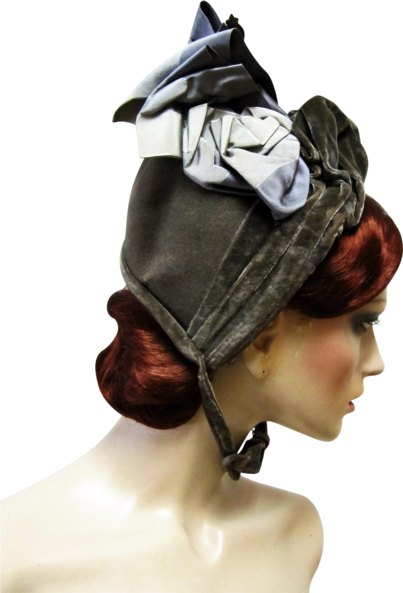 Civil War Era Ladies Felt And Velvet Bonnet Hat - Costume Hat (2048x2048), Png Download