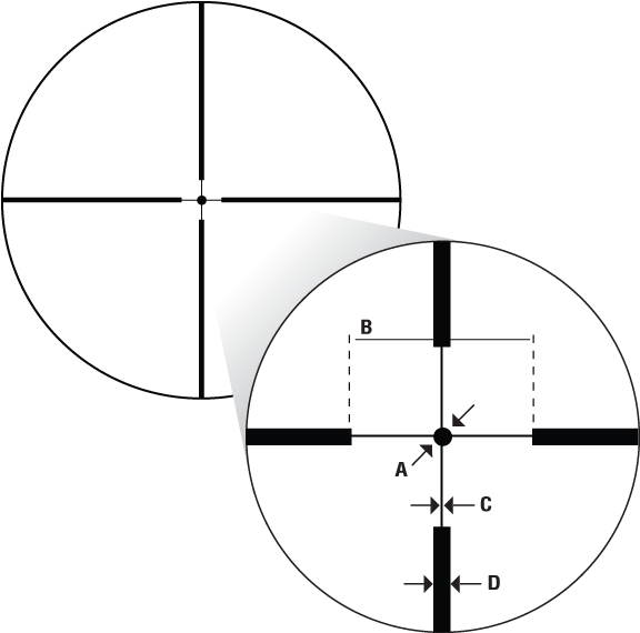 The Reticle Features Thick Outer Posts For Fast Target - First Person Gun Drawing (700x595), Png Download