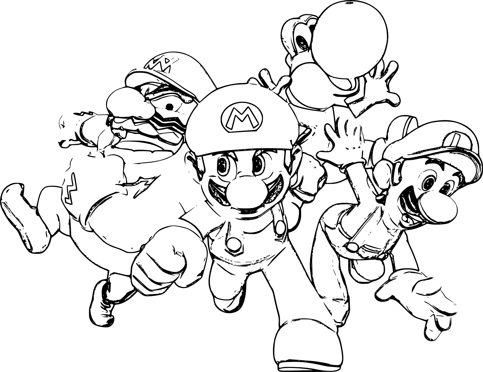 Coloriage Mario Luigi Yoshi Wario À Imprimer Et Colorier - Dessin Mario Et Luigi (1588x1221), Png Download