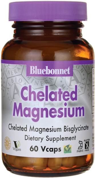 Bluebonnet Nutrition Chelated Magnesium 200 Mg 60 Vcaps - Chelated Magnesium (640x640), Png Download