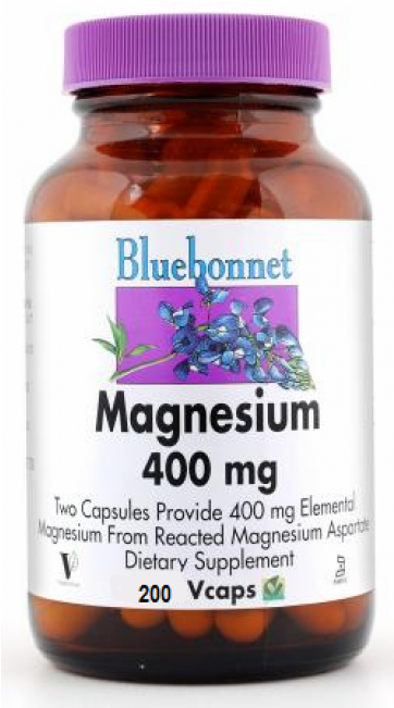 Bluebonnet, Magnesium- 400 Mg 200 Veggie Caps - Dmae Capsula (650x650), Png Download
