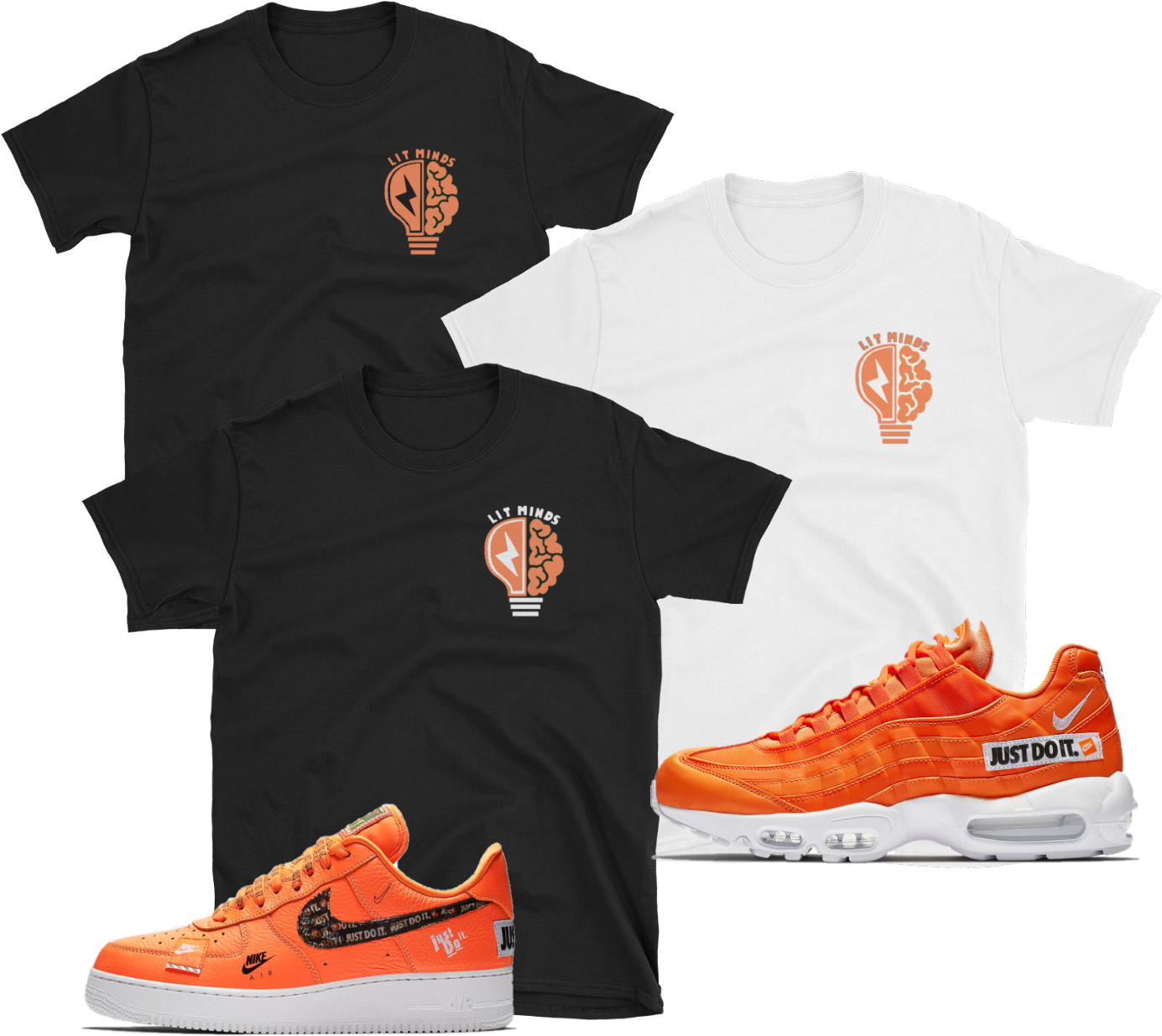 Nike Air Force 1 Af1 Air Max Just Do It Jdi Orange - Sneakers (1491x1305), Png Download