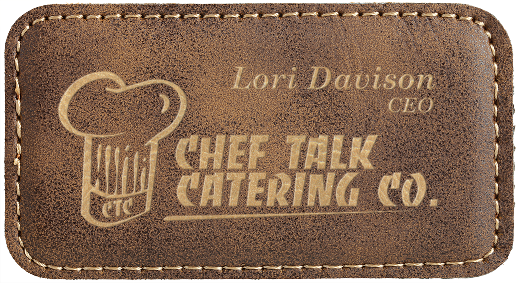 Rustic & Gold Leatherette Round Corner Name Badge With - Frascati Theater (1800x1800), Png Download