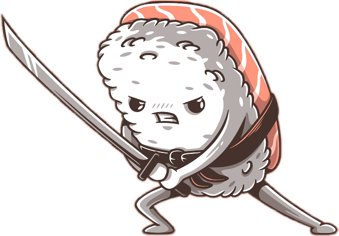 Samurai Sushi Cartoon (690x480), Png Download