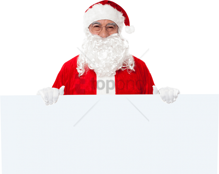 Free Png Download Santa Claus Holding Banner Png Images - Santa Claus Banner Png (850x676), Png Download