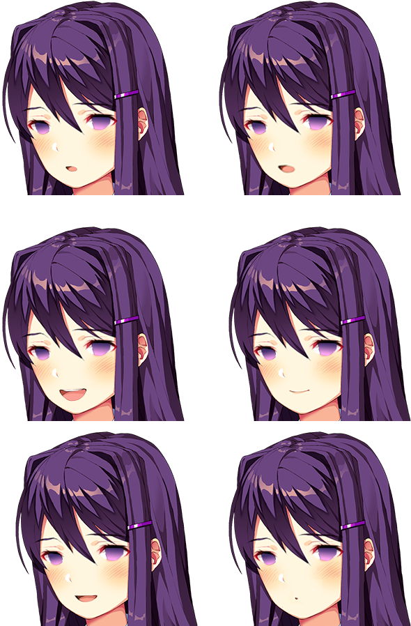 Ddlc - Ddlc Yuri Face Sprites (960x960), Png Download