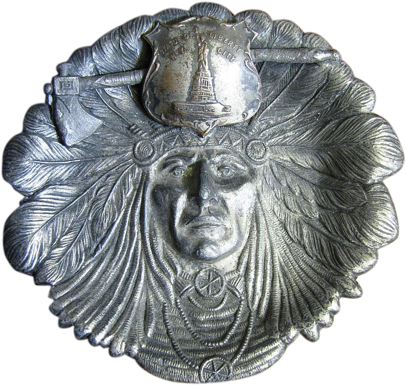 Early 1900's Indian Head Bronze Coated Spelter Souvenir - Emblem (803x803), Png Download