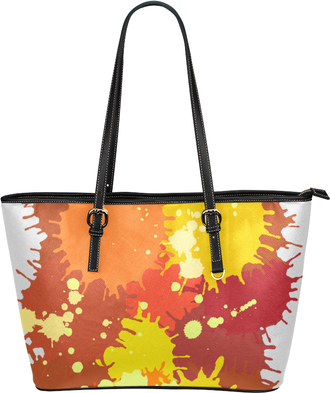 Summer Orange Yellow Splash Painting Leather Tote Bag/large - Tote Bag (1000x1000), Png Download