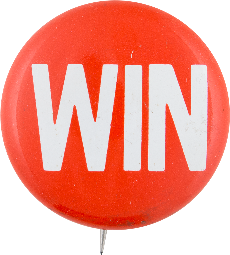 Red And White Win Political Button Museum - Balloon (1000x1075), Png Download