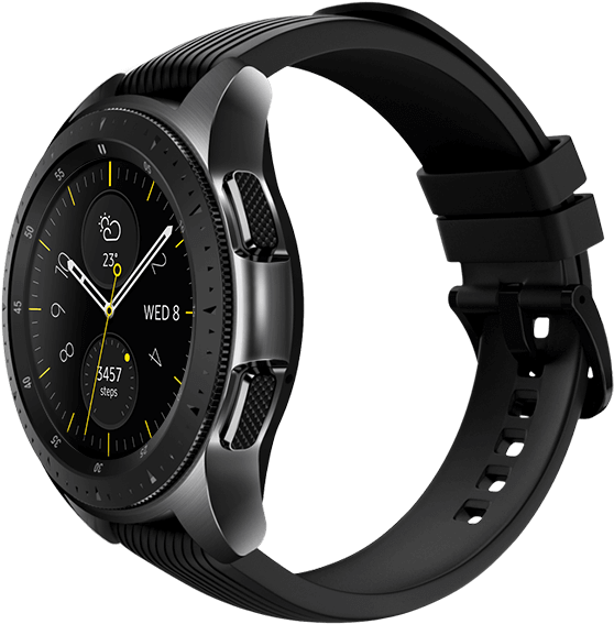 42mm Galaxy Watch In Midnight Black On Left With Onyx - Samsung Galaxy Watch Grey (612x612), Png Download