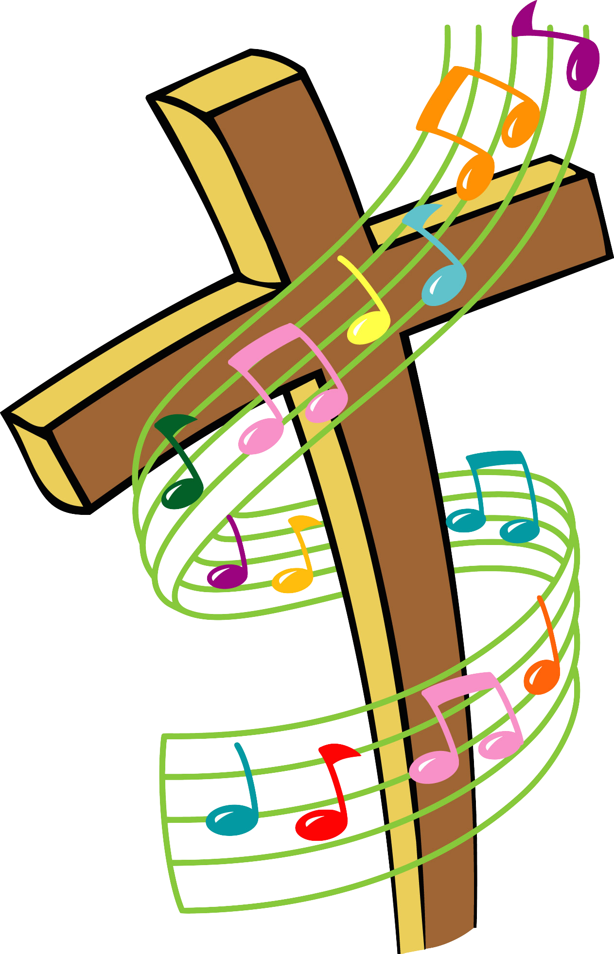 Altar Clipart Sacristan - Cross With Musical Notes (1263x1964), Png Download