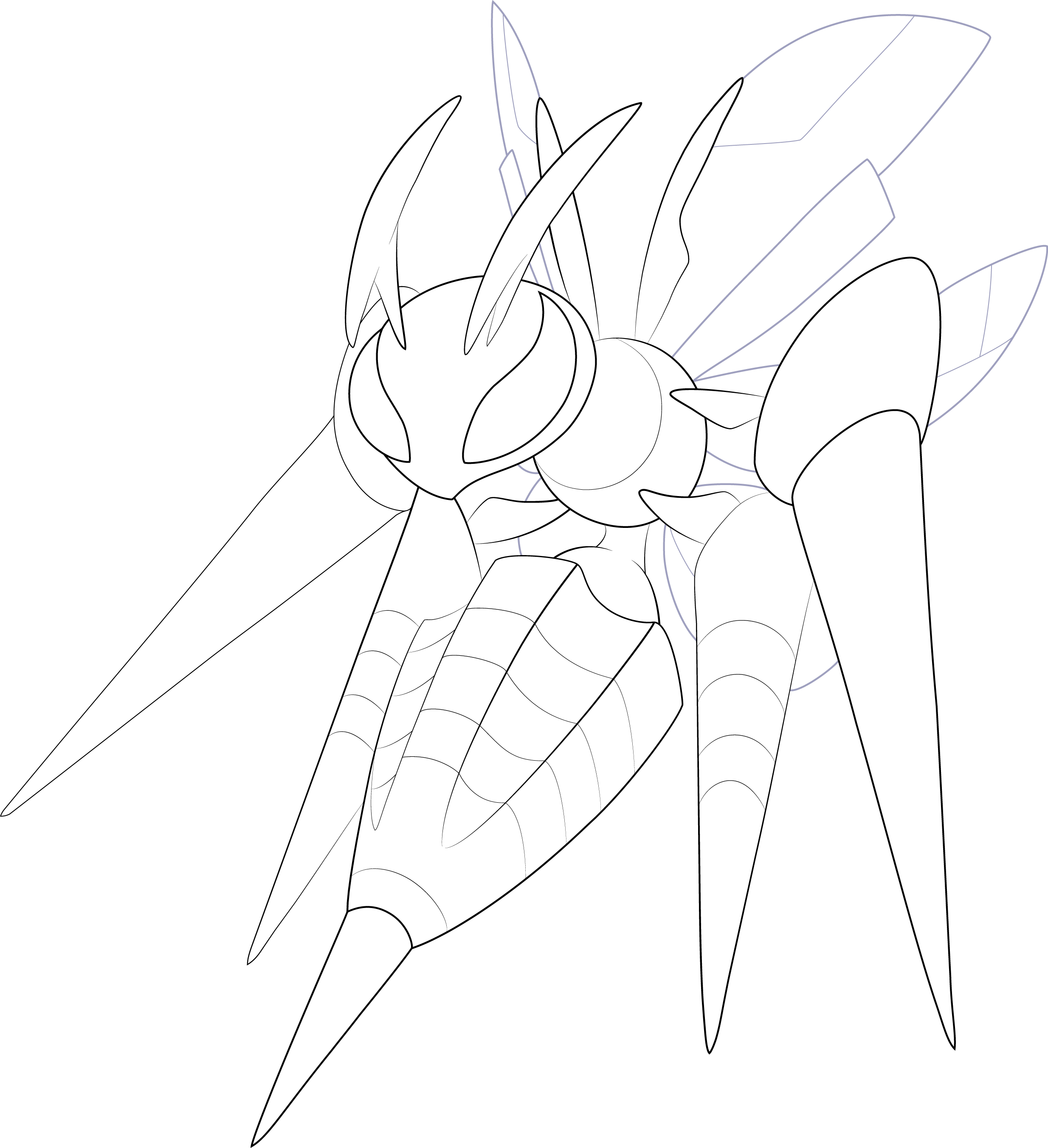 Mega Beedrill Line-art By Alcadeas1 - Sketch (2468x2703), Png Download