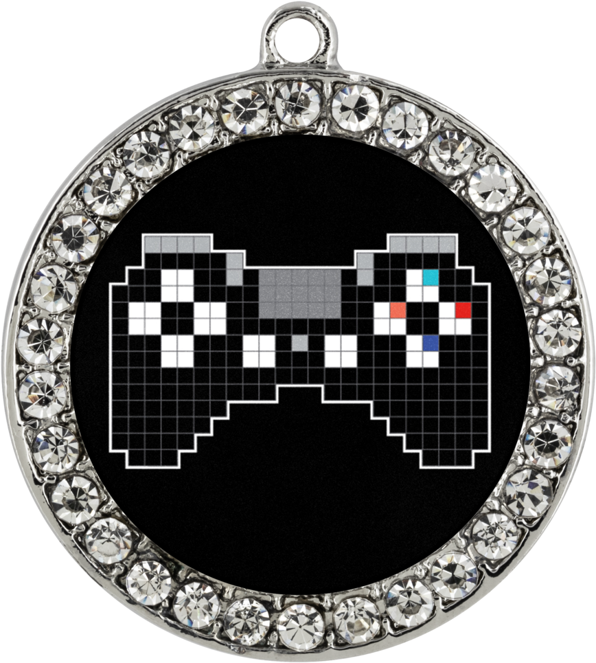 Pixel Art Playstation Gaming Fan Stone Coin Necklace (1024x1024), Png Download