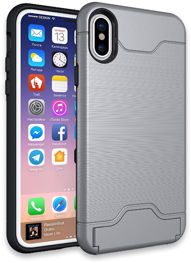 724-anti Shock Texture Card Slot Case For Iphone - Iphone X (620x620), Png Download