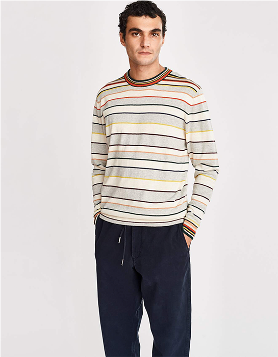 Bellerose Giline Stripe Wool Mix Sweater Jumper - Man (701x700), Png Download