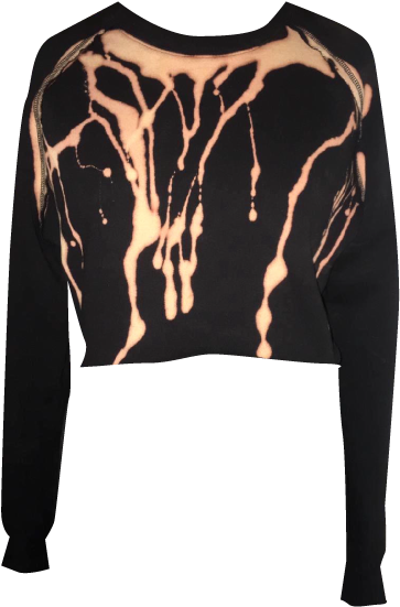 Pretty Disturbia Cropped Black Grunge Drips Jumper - Cardigan (501x646), Png Download