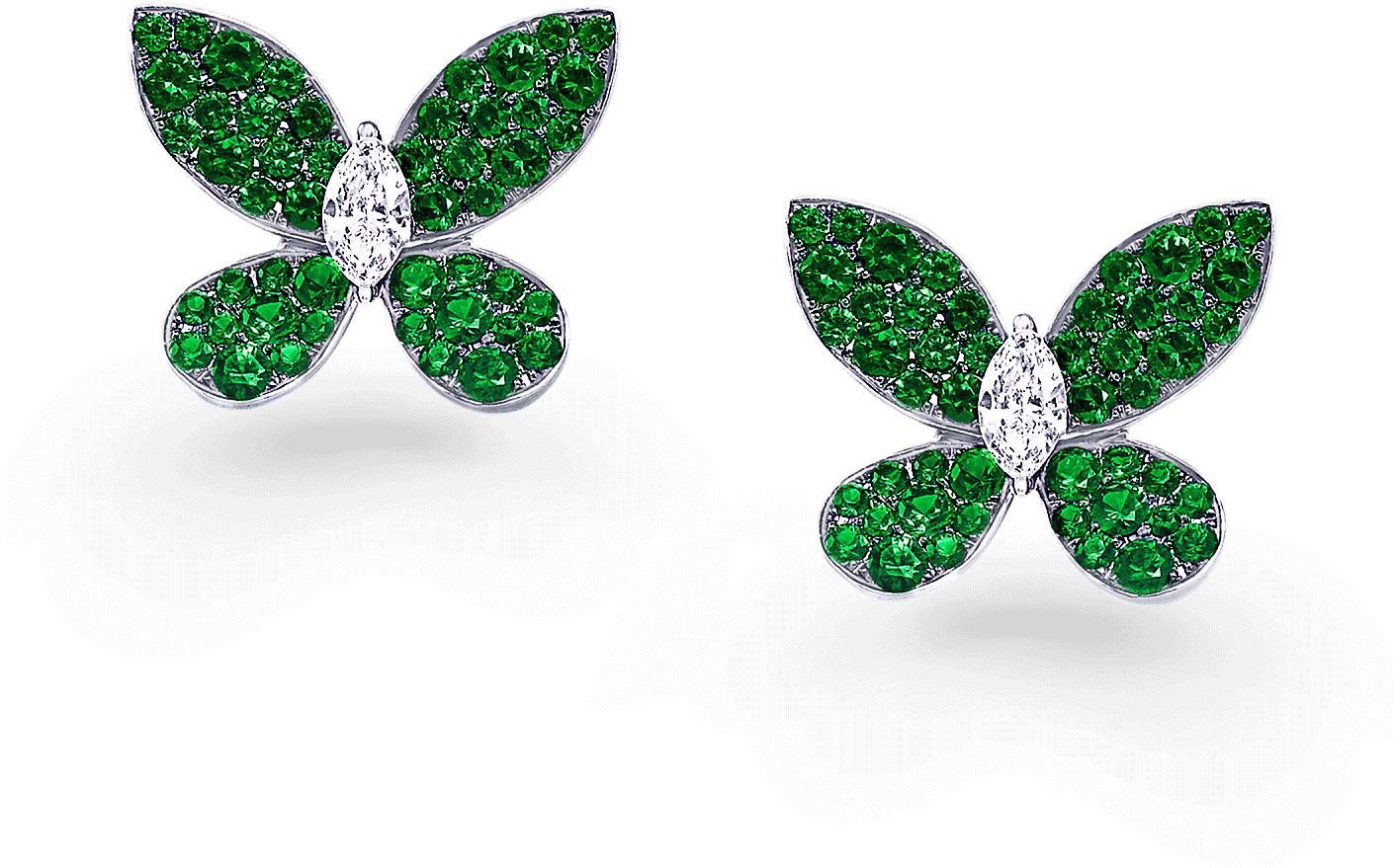 A Pair Of Graff Pavé Butterfly Earrings Pave Set With - Body Jewelry (2000x2000), Png Download