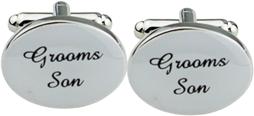 1 Pair Mens Silver Oval Wedding Cufflinks Groom Best - Silver (570x570), Png Download