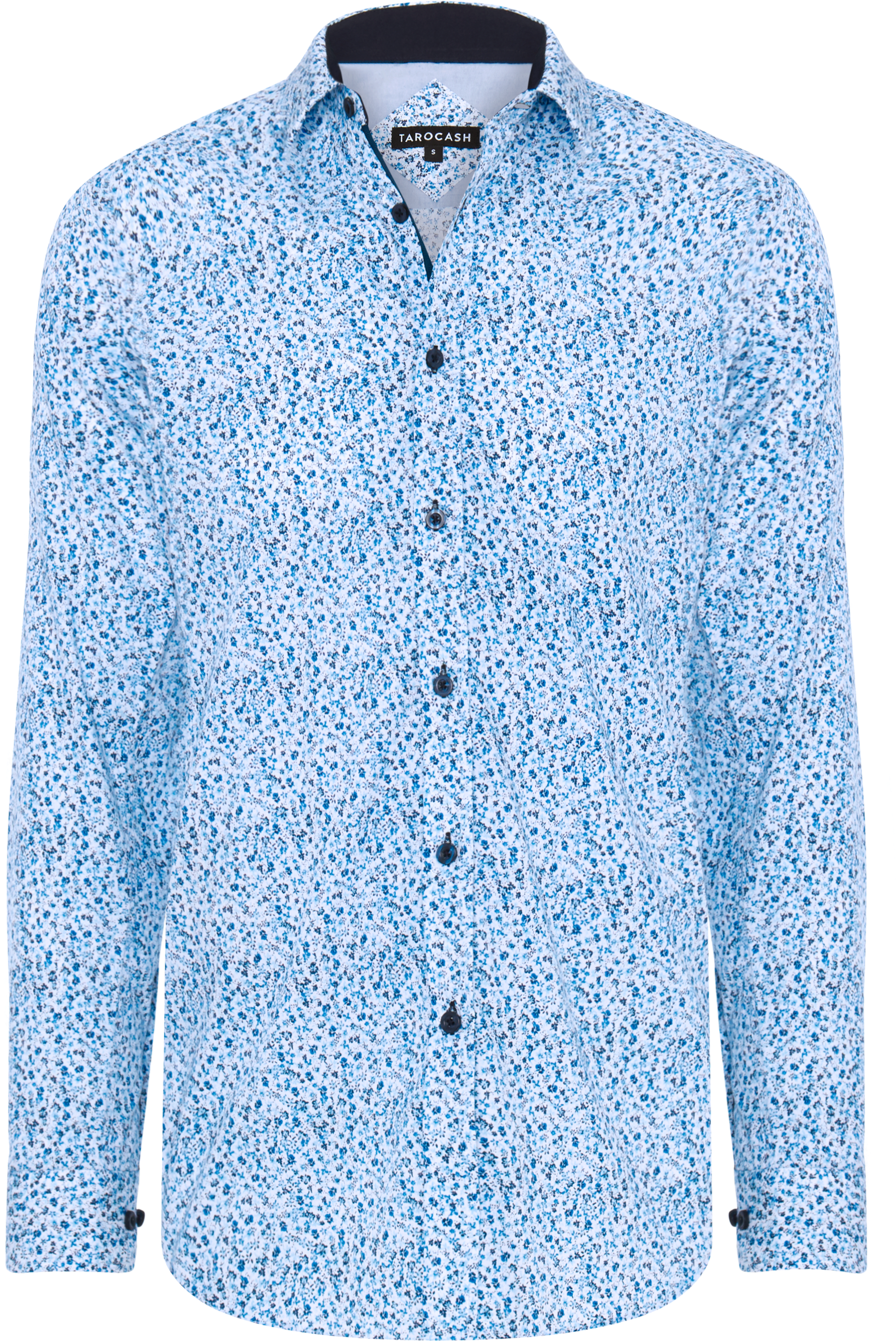 Blue Merrick Floral Print Shirt - Long-sleeved T-shirt (3000x3000), Png Download
